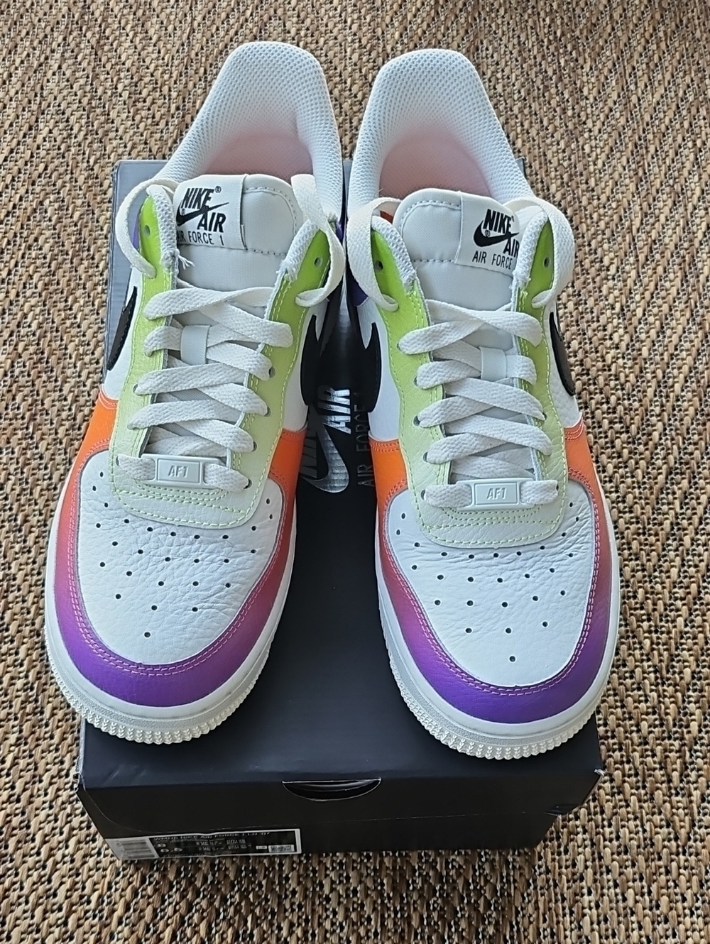 Womens Air Force 1 - White with Purple, Pink, Orange & Lime Accents